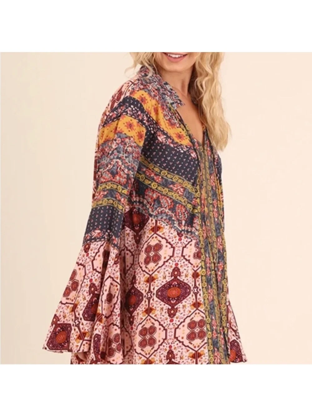 ALTAR'D STATE  Bell Sleeve Paisley Tunic Dress  Medium